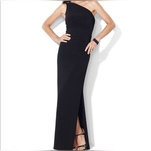 Lauren Ralph Lauren One Shoulder Evening Gown Long Dress Side Split 12